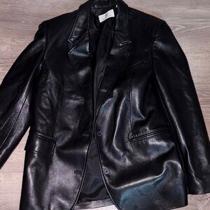 Babaton Black Leather Blazer